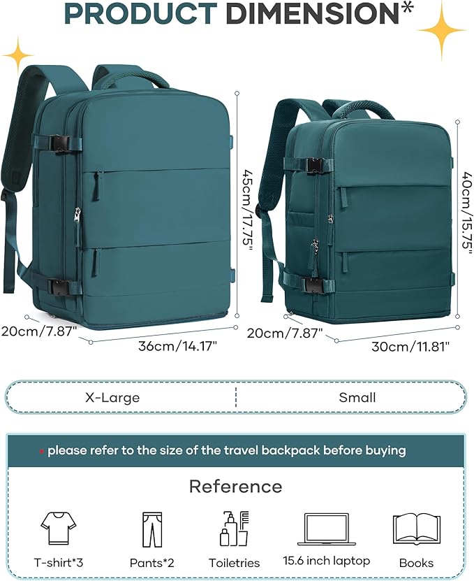 coofay Large Travel Backpack Carry on Flight Approved Mochila De Viaje Carry on Backpack for Airplanes Spirit Airlines Personal Item Bag 18x14x8 Inches Travel Bag Traveling Backpack for Women Men