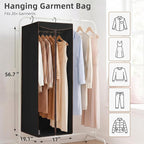 STORAGE MANIAC 57" Long Garment Bags for Hanging Clothes Garment Cover for Closet Storage, Large Hanging Garment Bag for Dresses, Suits, Coats, Zipper Cover with Sealed Clear Window, Black 2 Pack