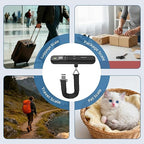 Luggage Scale - 110lb Digital Suitcase Weight Scale with LCD Display, 3 Units (lb/kg/oz) and Tare Function, Portable Travel Essentials for Backpacks, Packages and Outdoor Gear (Black)