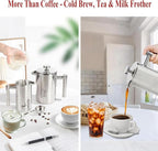 Stainless Steel French Press Coffee Maker - Portable Cafetiere 3 Cup Espresso Coffee Press - Double Wall Insulated, Triple Mesh Filter - Perfect for Home, Office, Camping & Travel (20 Oz)