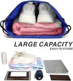 Drawstring Backpack Sports Water Resistant String Bag Sport Gym Sackpack for Women Men Large with Zipper, Royal