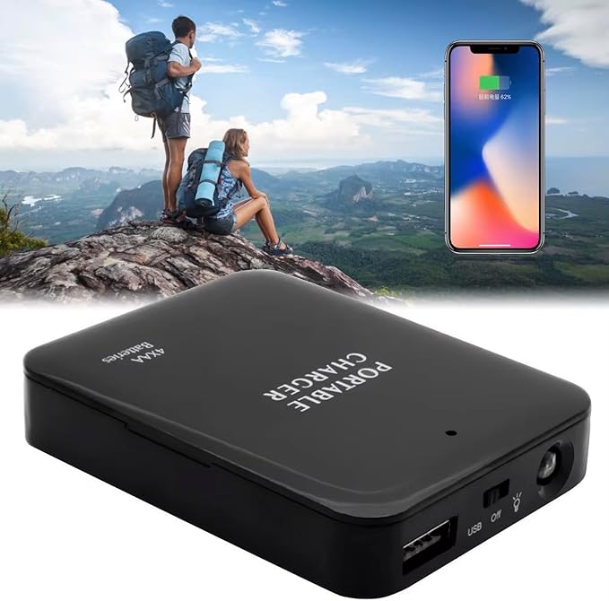 VOLT+ Portable AA Battery Travel Charger Compatible with Motorola Edge S30 PowerBank Emergency with LED Safety Light! (Takes 2 AA Batteries,USB Type-C)