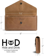 Hide & Drink, Large Female Wallet, Travel Organizer for Women, Vintage Money and Card Holder, Full Grain Leather, Handmade, Single Malt Mahogany