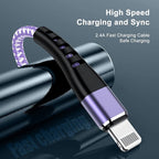 Essri for Phone Charger Cord 6 FT 2Pack,USB to Lighting Cable 6 Feet, Nylon Braided Long Charging Cable 6 Foot Compatible with iPhone 14/13/12/11/X/XS/XR/12/Pad Mini Air - Purple