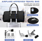 Women Weekender Travel Duffle Bag: Travel Duffel Overnight Bags with Shoe Compartment Large Carry on Tote with Toiletry Bag Weekend Traveling Yoga Gym Hospital Bag for Women with Wet Pocket Black