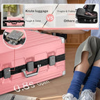 Krute Aluminum Frame Luggage 28 Inch Checked Suitcase with Spinner Wheels TSA Approved No Zipper Hard Shell Luggage PC+ABS Travel Suitcase Pink
