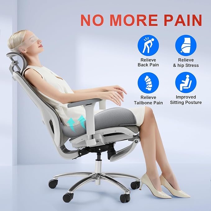 Benazcap X Large Memory Seat Cushion for Office Chair Ergonomic Cushions Pad Pillow for Pressure Relief Sciatica & Pain Relief Memory Foam for Long Sitting for Gaming Chair and Car Seat Gray