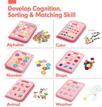 hahaland Toddler Busy Board Montessori Toys for 3 Year Old Girl Gifts, Educational Learning Toys with Life Skills, Alphabet, Number, Shape, Color, Car Ride Airplane Travel Toy Toddlers Girls Busy Book