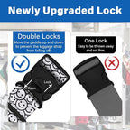 2 Pack Luggage Straps for Suitcases, Adjustable Travel Belt with Double Lock and Quick Release Buckle, Heavy Duty Nylon Bag Packing Strap, Bright Identifiers Business Travel Accessories-White Smiles