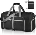 Dimayar 40L Travel Duffle Bag for Men Women - Foldable Duffel Bag with Shoes Compartment - Overnight Bags Waterproof & Tear Resistant(Black)