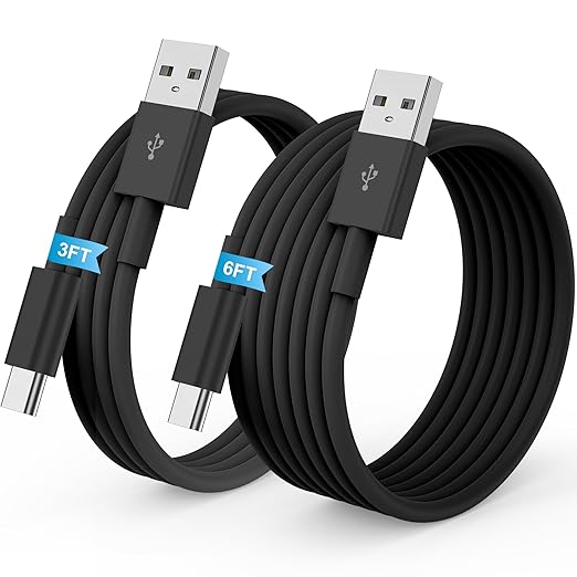 Car Carplay for iPhone 17 16 15 Charger Cord, 2Pack [3FT+6FT] USB A to USB C Charging Cable for Apple 17 Air/16 15 Pro/Pro Max/Plus Type C Cord, for iPad Pro 12.9/11, Air 5th/4th, for Android(Black)