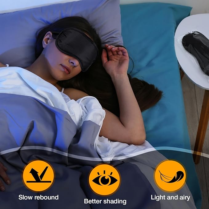Tarpop 200 Pcs Eye Mask Sleeping Blindfold Eye Cover with Adjustable Strap for Games Party Team Building Travel Individually Wrapped Sleep Mask for Women Men (Black)