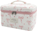 Gosect Large Makeup Bag, Cute Cosmetic Bag for Women Girls, Floral Coquette Aesthetic Toiletry Bag, Travel Make Up Organizer Bag (Pink Small Butterfly)