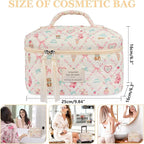 Gosect Large Makeup Bag, Cute Cosmetic Bag for Women Girls, Floral Coquette Aesthetic Toiletry Bag, Travel Make Up Organizer Bag(Love Bear