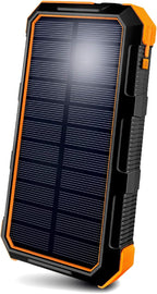 ToughTested 24000mAh Solar Power Bank Portable Charger, Fast Charging External Battery Pack with LED Flashlight, IP66 Waterproof, Dustproof, Shockproof USB-C Power Bank for Camping, Travel & Emergency
