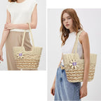 Trifabricy Beach Bags for Women, Summer Straw Bag, Woven Straw Beach Tote Bag Shoulder Handbags