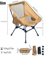 iClimb Ultralight Compact Camping Folding Beach Chair with Anti-Sinking Large Feet and Back Support Webbing (Brown - Square Frame - 2PC)