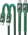 USB C Cable 3FT, 2Pack USBC to USBC Fast Charging Cable 66W, iPhone USB C Charger Cable Short USB Type C to C Cord Nylon Braided for iPhone 17/16/15/Pro Max/Plus/Samsung Galaxy S23/LG and More-Green