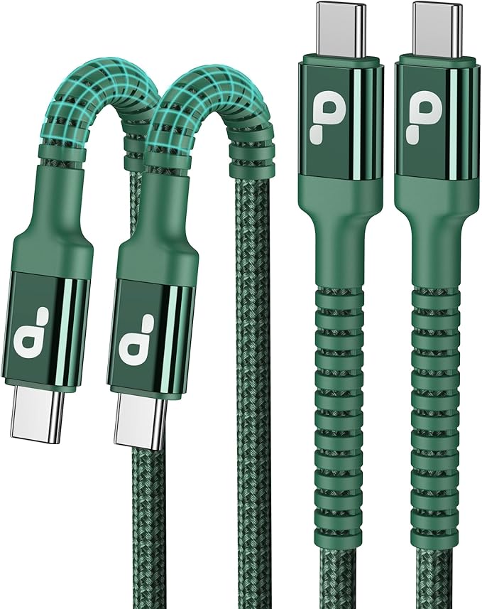 USB C Cable 3FT, 2Pack USBC to USBC Fast Charging Cable 66W, iPhone USB C Charger Cable Short USB Type C to C Cord Nylon Braided for iPhone 17/16/15/Pro Max/Plus/Samsung Galaxy S23/LG and More-Green