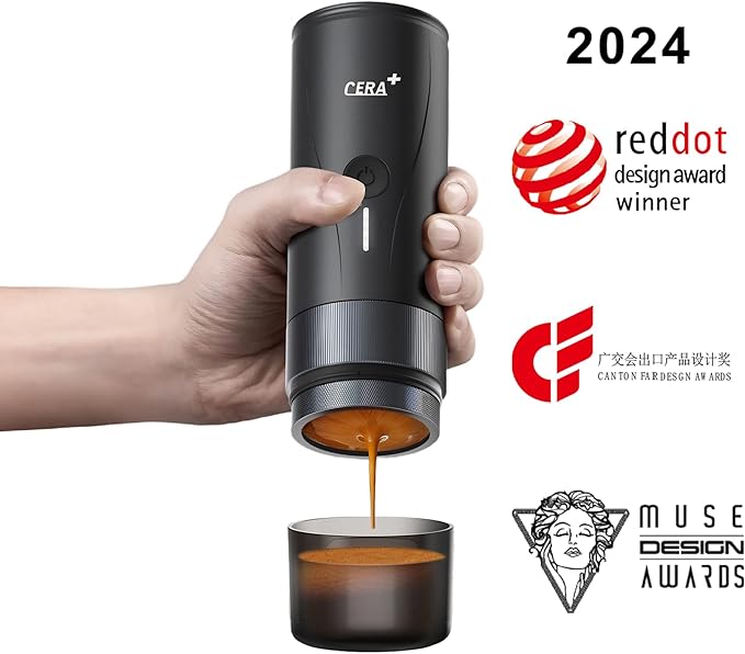 CERA+ Portable Espresso Maker Pro Version Self-Heating Professional-Level Mini Coffee Machine Compatiable with Ultra-Fine Grind For Travel,Camping,Hiking