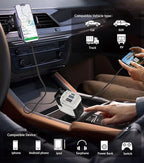 Retractable Car Charger, 4 in 1 Retractable Phone Charger with 66W Fast Charging, 2 Retractable Cables and 2 USB-C USB-A Port Compatible with iPhone 16/15/14/13/12/11, Samsung,Galaxy,Pixel (White)