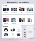 USB C Wall Charger, 100W 6-Port PD Fast USB C Charging Block,3USB C+3USB A Charging Station Hub Block Power Strip Adapter Plug Type C Cube Brick for iPhone 17/16/15/14/13/Pro Max,iPad,Samsung,Tablet