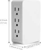Plug in Outlet Extender,6 Grounded Outlet to The Side,Wall tap Side Access Adapter,Electrical Wall Plug,UL Listed,2 Pack