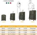 Softsied Suitcases 4 Piece Luggage, Polyester with Spinner Wheels and Lock, Suitable for Carrying Around and for Travel, Unisex, Army Green