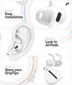 Proof Labs 4 Pairs for AirPods 4 Ear Hooks Covers [Added Storage Pouch] Anti Slip Ear Tips Accessories Compatible with Apple AirPods 4th Generation (White)