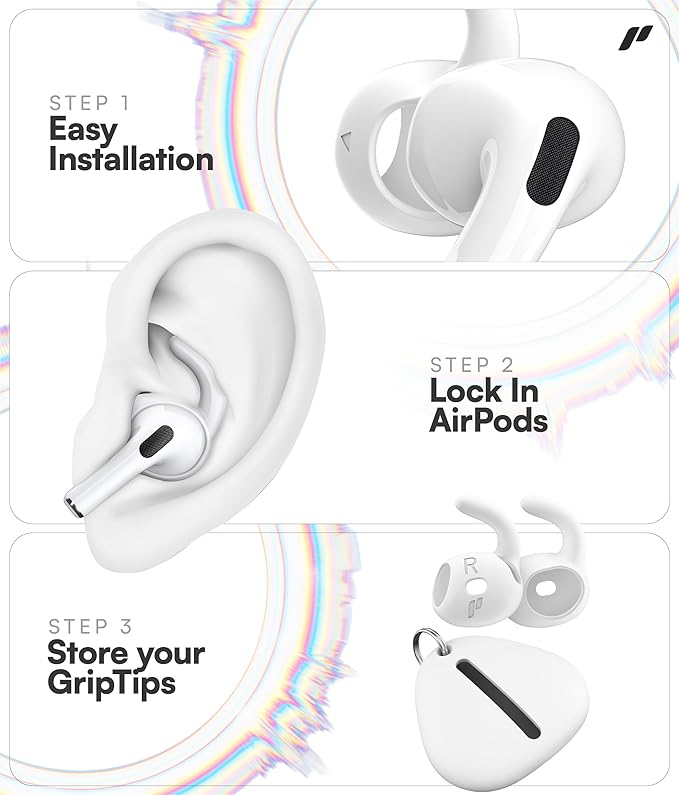 Proof Labs 4 Pairs for AirPods 4 Ear Hooks Covers [Added Storage Pouch] Anti Slip Ear Tips Accessories Compatible with Apple AirPods 4th Generation (White)