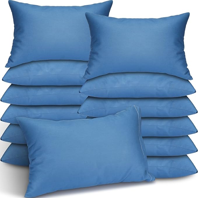 Kigley 12 Pack Mini Pillows for Daycare 9.1 x 13.8'' Small Travel Pillow Bulk Soft Breathable Cotton Pillow for Nap Travel Pet Neck Lumbar Purse Insert (Deep Blue)