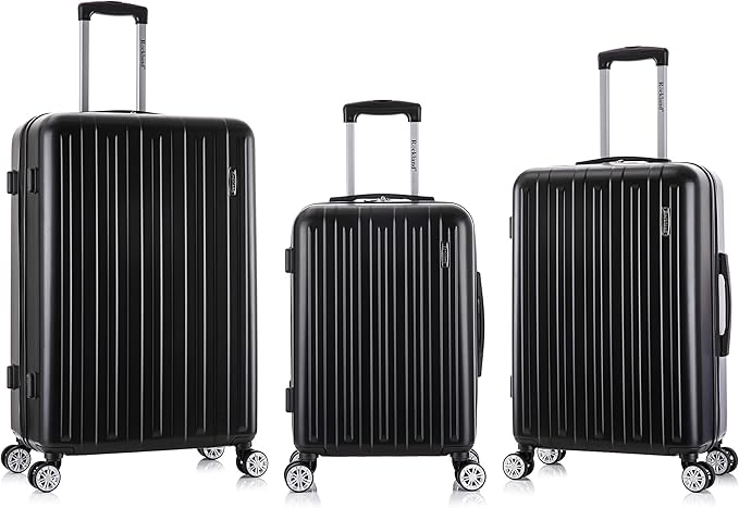 Rockland Paris Hardside Luggage with Spinner Wheels, Black, 3-Piece Set (20/24/28)