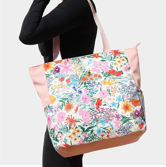 Original Floral Water Resistant Large Tote Bag Shoulder Bag for Gym Beach Travel Daily Bags Upgraded