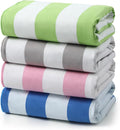 REDKISS 4 Pack Beach Towels 31x61 Inch, Ultra Lightweight Microfiber Pool Towels, Sand Free, Quick Dry & Highly Absorbent Cabana Striped Bath Towels for Beach, Swimming, Camping & Travel (Multicolor)
