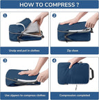 CherryNow Compression Packing Cubes, 7 Set Packing Cubes for Carry On, Travel Essentials for Men, Luggage Organizer Bags, Deep Blue