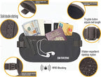 ZM-YOUTOO Money Belt for Travel - Hidden Travel Pouch Protect Your Credit and Money With RFID Blocking Passport Holder Waist Wallet (gray)