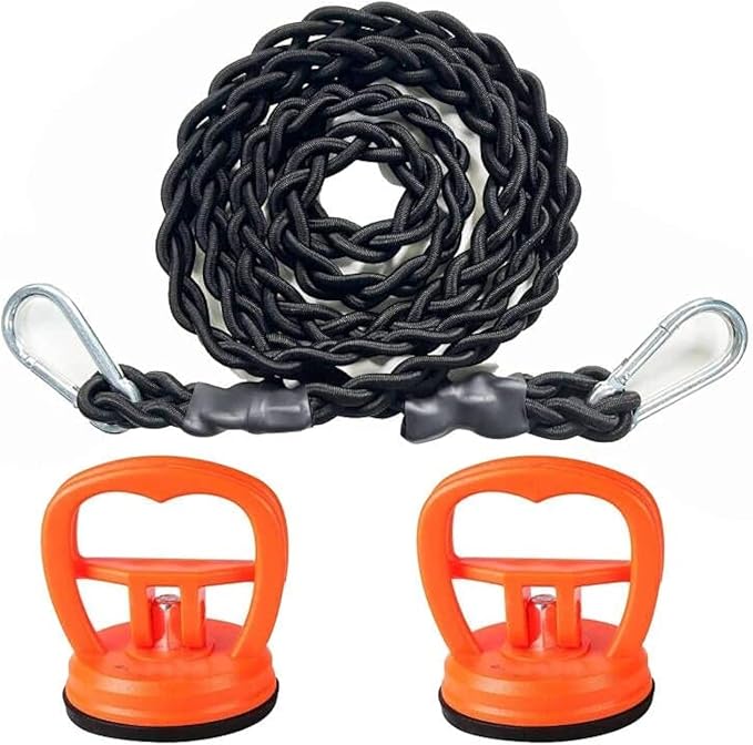 Bungee Cord Clothesline,Tri-Braided Cord Clothes Line,Portable Travel Clothesline Laundry Clothesline (with 2 Strong Suction Cups) for Home,Camping,Travel,Indoor or Outdoor Use - No hanger hook needed