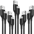 USB-A to USB-C Cable 5 Pack – 3A Fast Charging (QC 3.0), Mixed Length 3.3/6.6/10 ft, Nylon Braided, Compatible with iPhone 15/16/17, Galaxy S24/S23, Pixel & USB-C Devices
