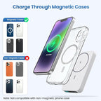 Magnetic Portable Charger Power Bank 5500mAh,Slim Wireless Portable Charger with LCD Display,PD Fast Charging USB-C Battery Pack Compatible with iPhone 17/17 Pro/17 Pro Max /16/15/14/13/12 -White
