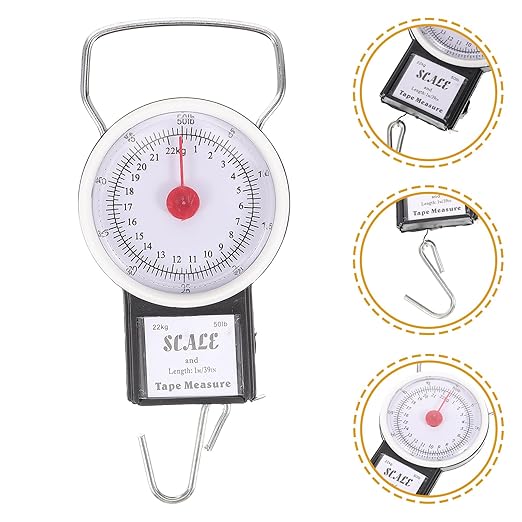 Alipis Portable Hanging Luggage Scale Digital Handheld Fishing Hook to 22 Kilograms Lightweight Travel Weighing with Backlit Display