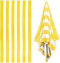 HENBAY Large Oversized Beach Towel - 35 x 70 Inch Microfiber Pool Towel, Yellow Striped Quick Dry Cabana Swim Towel