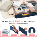 Stuffable Travel Pillow, Stuffable Neck Pillow for Travel, Neck Pillow Stuffed with Clothes Storage - No Extra Baggage Fees, Fits 5+ Days of Travel Essentials, No Filler (Blue-Checkerboard)