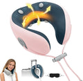 Medicane Pink Neck Travel Pillow with Massage, Neck Massager with Heat & Gentle Vibration Massage with Ergonomic Foam,Perfect for Airplane,Car,Office,Pain Relief,Sleeping,Traveling,Long Flight