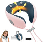Medicane Pink Neck Travel Pillow with Massage, Neck Massager with Heat & Gentle Vibration Massage with Ergonomic Foam,Perfect for Airplane,Car,Office,Pain Relief,Sleeping,Traveling,Long Flight