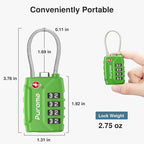 Puroma 2 Pack TSA Approved Luggage Locks, 4 Digit Combination Travel Cable Locks Resettable Code Lock with Zinc Alloy Body for Suitcase, Toolbox, Backpack, Bag, Gym Locker (Basic Green)
