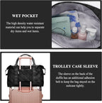 HYC00 Travel Duffel Bag,Carry-on Overnight Weekender Bags for Women,Sports Tote Gym Bag with Wet Pocket