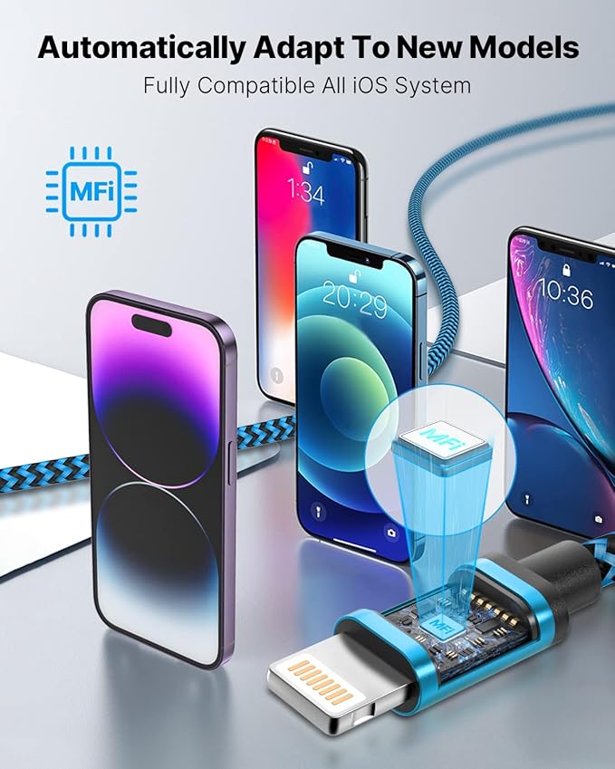Aioneus iPhone Charger Cord 3ft 3Pack MFi Certified Lightning Cable Fast Charging Nylon Braided Phone Charger Cable Compatible with iPhone 14 13 Pro 12 Pro 11 Pro Xs Max Xr 8 7Plus SE