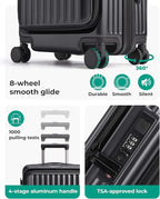 BAGSMART Top Opening Carry On Luggage 22x14x9 Airline Approved with TSA Lock, Expandable 20 Inch Deep Compartment Hard Shell Suitcases with Double Spinner Wheels, Black
