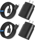 Super Fast Charger Type C, 25W USB C Wall Charger Fast Charging for Samsung Galaxy S26 Ultra/S26/S26+/S25 Ultra/S25/24 Ultra/S24/S23 Ultra/S22 Ultra with 3FT Long Android Type C Charger Cable 2Pack