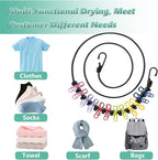 Magnetic Travel Clothesline for Cruise Ship - Retractable Clothesline Cruise Essentials Approved 2026 Stretches to 10ft with Magnetic Hooks,Positioning Beads&12 Anti Slip Clips for RV Camping Ship